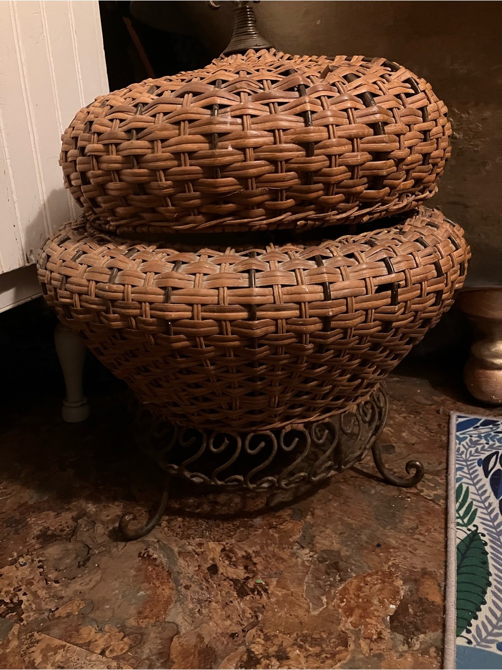 Handwoven Rattan Accent Basket | Natural Brown